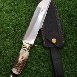 custom handmade antler handle hunting knife, birthday gift, gift knife, personalized gift for him