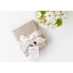 marsala & rose gold thank you tag template, editable, favor tag printable, baptism favour tag, 2x3.5', birthday, shower,