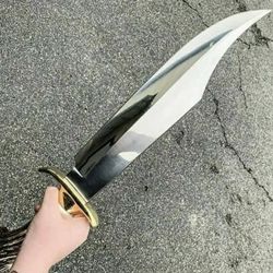 custom handmade d2 steel hunting bowie knife with stag horn handle, gifts for men, gift for hunters, boyfriend gift, ann