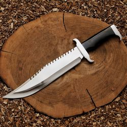 handcrafted rambo bowie knife | stainless steel black bull horn bowie | gift for him