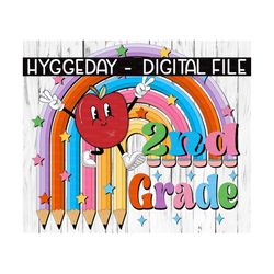 2nd grade grade png, sublimation download, second grade, back to school, teacher, rainbow, sublimate,