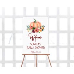 Fall Welcome Sign, EDITABLE, Pumpkin Baby Shower, Rustic Bridal Brunch, Autumn Printable Large Wedding Poster, Birthday,