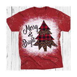 merry and bright svg dxf png, christmas tree, cheetah, buffalo plaid, christmas, leopard print, files for cricut, silhouette, sublimate