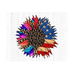 tie dye leopard american flag sunflower png, patriotic, 4th of july, flower, floral, sun, sunshine, sublimation download,