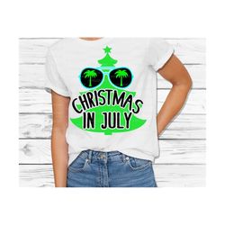 christmas in july svg dxf png, summer, christmas, sunglasses, christmas tree, files for: cricut, silhouette, sublimate,