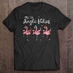 all the jingle ladies wine flamingo christmas sweater tee shirt