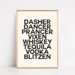 funny christmas print  christmas bar cart decor  christmas bar wall art  neutral holiday home decor  kikiandnim  printab