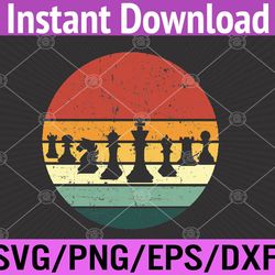 retro vintage sunset chess player coach svg, eps, png, dxf, digital download