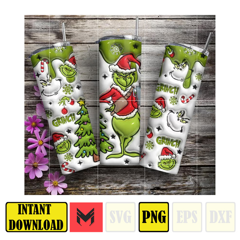 3D Inflated Christmas 20 Oz Skinny Tumbler Png, Santa Claus Png, Christmas 20oz Tumbler Wrap, Christmas Movies Png, Merry Xmas Png.jpg
