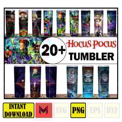 20 hocus pocus tumbler wrap bundle, houcs pocus sublimation designs, halloween 20 oz skinny tumbler design bundle