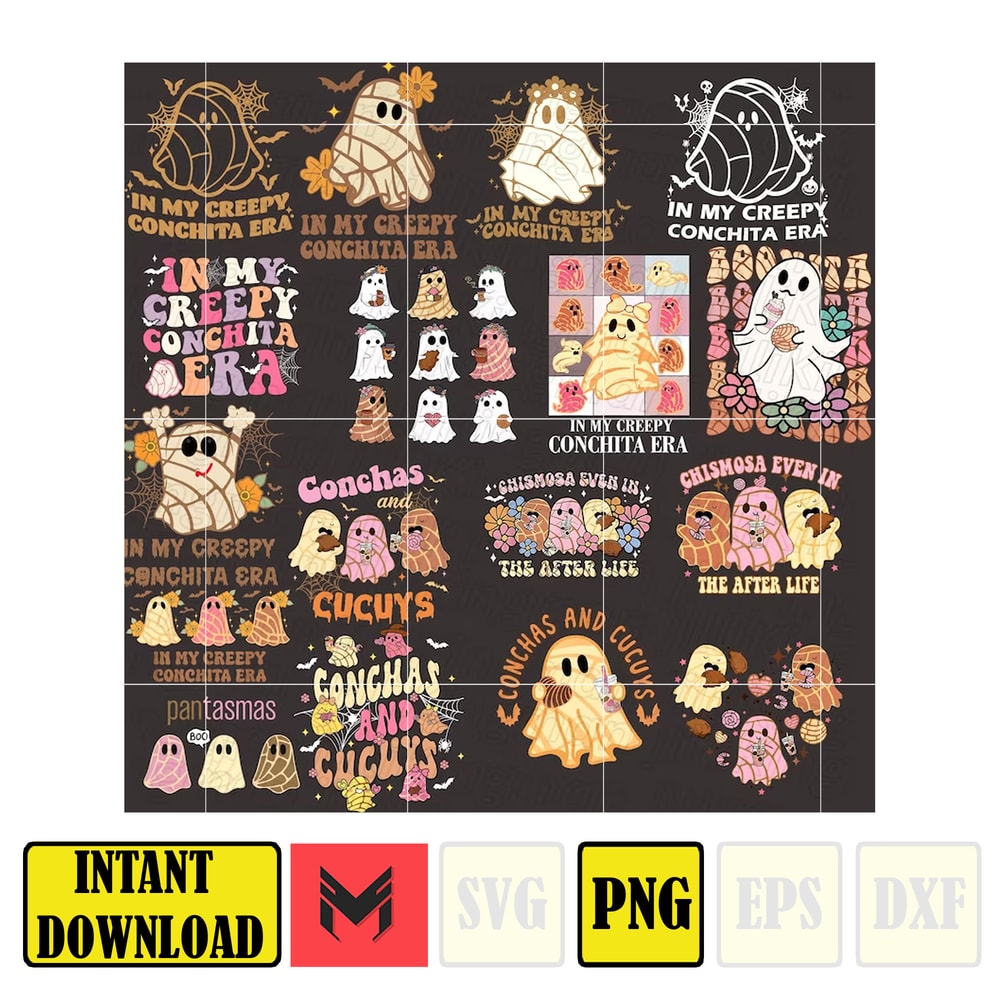 20+ Mexican Ghost Png Bundle, Creepy Conchita Era Png, Conchas and Cucuys Png, Conchas Ghost, Funny Halloween Png, Dia de Muertos, Pan Dulce.jpg