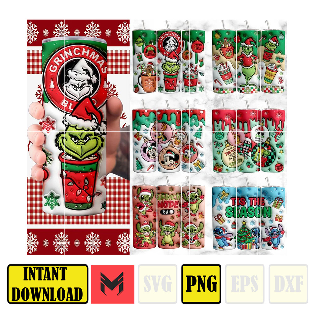 30+ Christmas Tumbler Sublimation Designs 20oz Skinny Tumbler Bundle Wrap, Cartoon Funny Christmas Design Tumbler PNG Bundle Digital.jpg