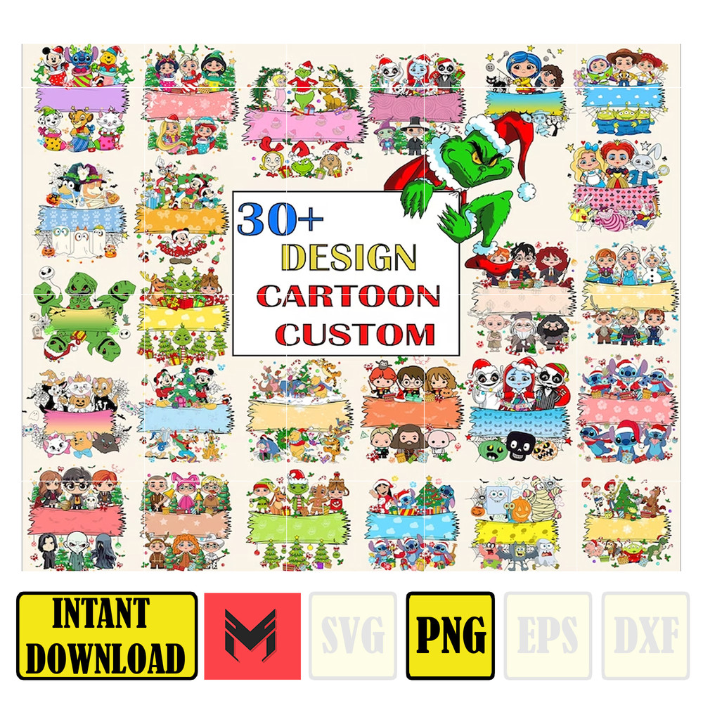 30+ CUSTOM Kid Shirt Cartoon Christmas Png Bundle, Christmas Cartoon Shirt Design Png, Xmas Character Png Bundle, Personalized Shirt For Kid.jpg