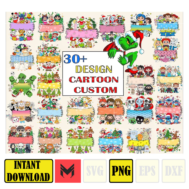 30+ CUSTOM Kid Shirt Cartoon Christmas Png Bundle, Christmas Cartoon Shirt Design Png, Xmas Character Png Bundle, Personalized Shirt For Kid.jpg