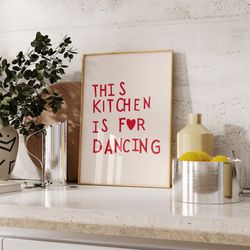 aesthetic kitchen decor cute dance art red kitchen wall art print minimalist heart print trendy kitchen poster digital d