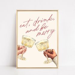 christmas bar cart print christmas decor cheers print eat drink and be merry sign christmas wall art kikiandnim di