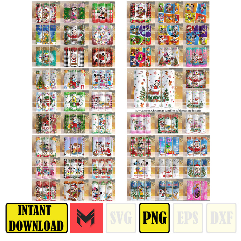 50+ Cartoon Print Tumbler, Skinny Tumbler, 20 oz Skinny Tumbler Sublimation Design download, Tumbler Christmas png, Christmas gift.jpg