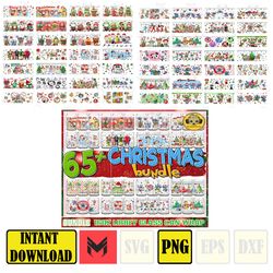 65 christmas movie 16oz glass can wrap png bundle, christmas cartoon coffee glass can wrap bundle