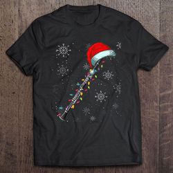 clarinet santa hat christmas lights tshirt gift