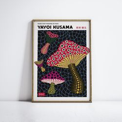 yayoi kusama poster, infinity mushrooms, wall art, poster, wall decor, mushroom collection, contemporary art, japanese a