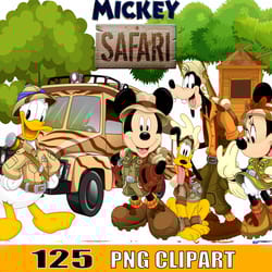 125 mickey mouse png, mickey safari clipart, mickey safari png, mickey mouse svg, animal kingdom svg, instant download