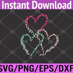 womens mom wife mimi leopard hearts mothers day matching svg, eps, png, dxf, digital download