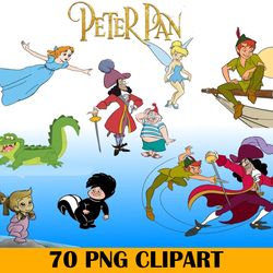 70 peter pan png, peter pan clipart, neverland png, captain hook, tinker bell png, never grow up png, digital download