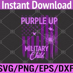 purple up for military child month dandelion sparkle flag svg, eps, png, dxf, digital download