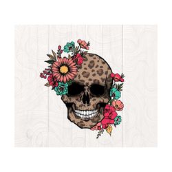 floral leopard skull sublimation design png, flower leopard skull png file, floral skull png sublimation designs, skull digital download
