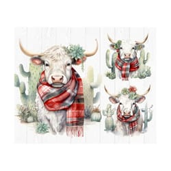 watercolor highland cow clipart set - highland cow png sublimation design download