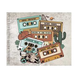 90s country cassette tapes, retro sublimations, western png sublimation, designs download