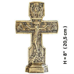Table cross with crucifix and icons | Russian Orthodox cross | Top quality polyresin cross | Size: 20,5 x 13 cm