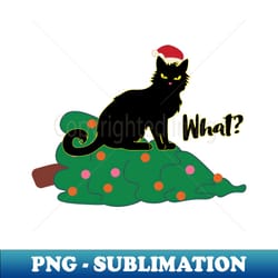 evil black cat dropped christmas tree - aesthetic sublimation digital file - defying the norms