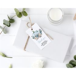 blue pumpkin thank you tag template, fall autumn favor tag printable, instant download, favour tag, 2x3.5', birthday, sh