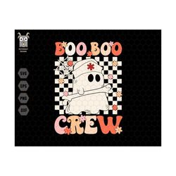 boo boo crew svg, nurse ghost svg, trendy halloween svg, cute ghost svg, retro halloween quote svg, boo ghost svg, halloween shirt svg