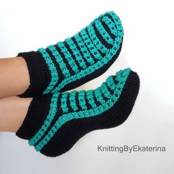 Knit Slippers Womens Wool Socks Knitted Moccasins Travel Sippers Knitted Slipper Socks House Slippers Bed Socks for Mom