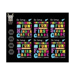 so long svg bundle, graduation 2023 svg bundle, last day of school, pre k graduate, kindergarten graduation, kids gift, back to school svg