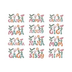 mama flower popular png bundle, mama flower png, retro mama png, mother's day png, floral mom png, retro flower png, floral mama design