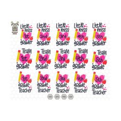 back to school svg bundle, little miss 1st grade svg, 1st day of school svg, back to school, teacher life svg, teacher shirt, team 2nd grade