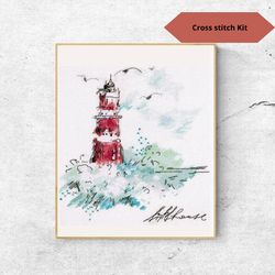 Guiding Lighthouse Cross Stitch Kit Counted Cross Stitch Seascape embroidery design PANNA MT-1906