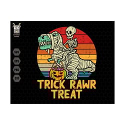 trick rawr treat svg, dinosaur svg, funny halloween svg, t-rex with pumpkin svg, fall cut files, skeleton svg, trick or treat, mummy svg