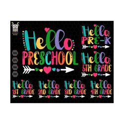 hello back to school svg bundle, hello kindergarten svg, 1st day of school svg, back to school, teacherlife svg, teacher shirt, hello school