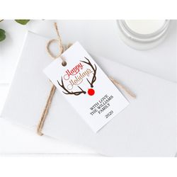 happy holidays tag template, editable, printable holly christmas gift tags, personalized christmas tags, diy feast, joyf