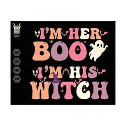 couples halloween svg, i'm his witch i'm her boo svg, halloween family svg, funny halloween svg, couple shirt svg, witch svg, boo svg, ghost