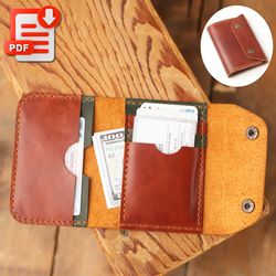 snap leather wallet pattern, leather template pdf, card holder template, minimalist wallet pdf, short wallet pattern pdf