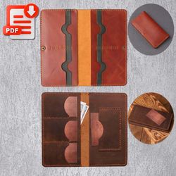 set of 2 leather long wallet template, phone wallet pattern, snap wallet pattern, leathercraft patterns bundle