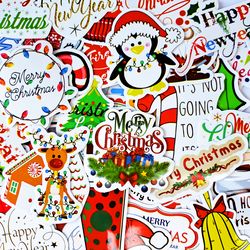 50 PCS Christmas Holiday Sticker Pack, Santa Claus Stickers, Happy New Year Stickers, Snowman Stickers, Planner Stickers