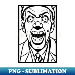 monochrome pop art of a crazy clown - retro png sublimation digital download - spice up your sublimation projects