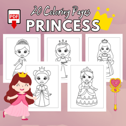 Princess Coloring Pages for Kids | Princess Coloring Sheets for Girls | Variety of Printable Princess - Instant Digital