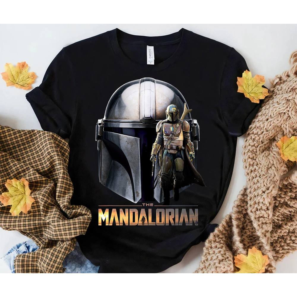 Star Wars The Mandalorian Helmet Portrait Mashup T-Shirt, Star Wars Celebration, Galaxy's Edge, Disneyland WDW Family Matching Shirt.jpg
